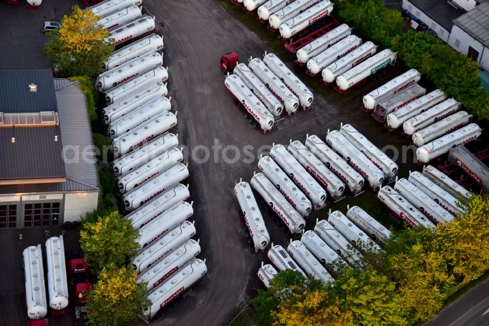 Neuwied from above - Company premises of the Hamm-Silo-Transportgesellschaft-mbH in the state Rhineland-Palatinate, Germany