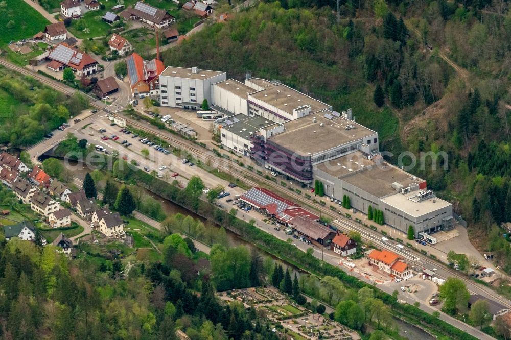 Aerial image Schiltach - Company grounds and facilities of Hansgrohe SE West in Schiltach in the state Baden-Wurttemberg, Germany