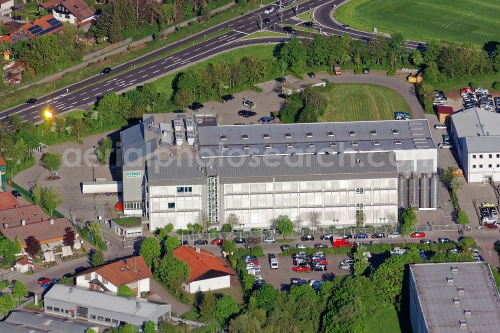 Wolfratshausen from the bird's eye view: Company grounds and facilities of Hermes in Wolfratshausen in the state Bavaria, Germany