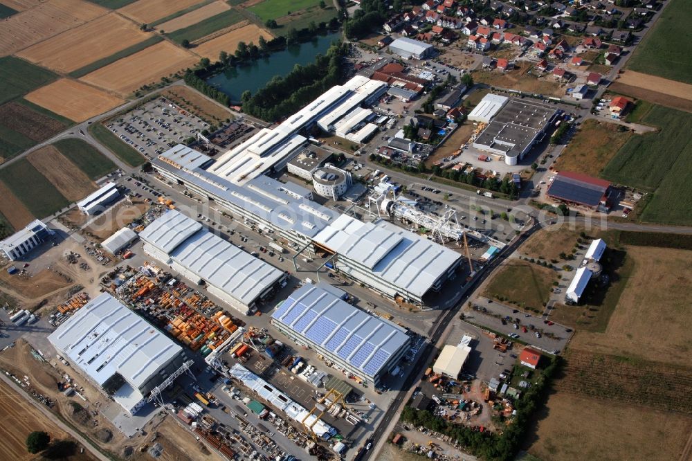 Schwanau from above - Company grounds and facilities of Herrenknecht AG in Schwanau in the state Baden-Wuerttemberg, Germany