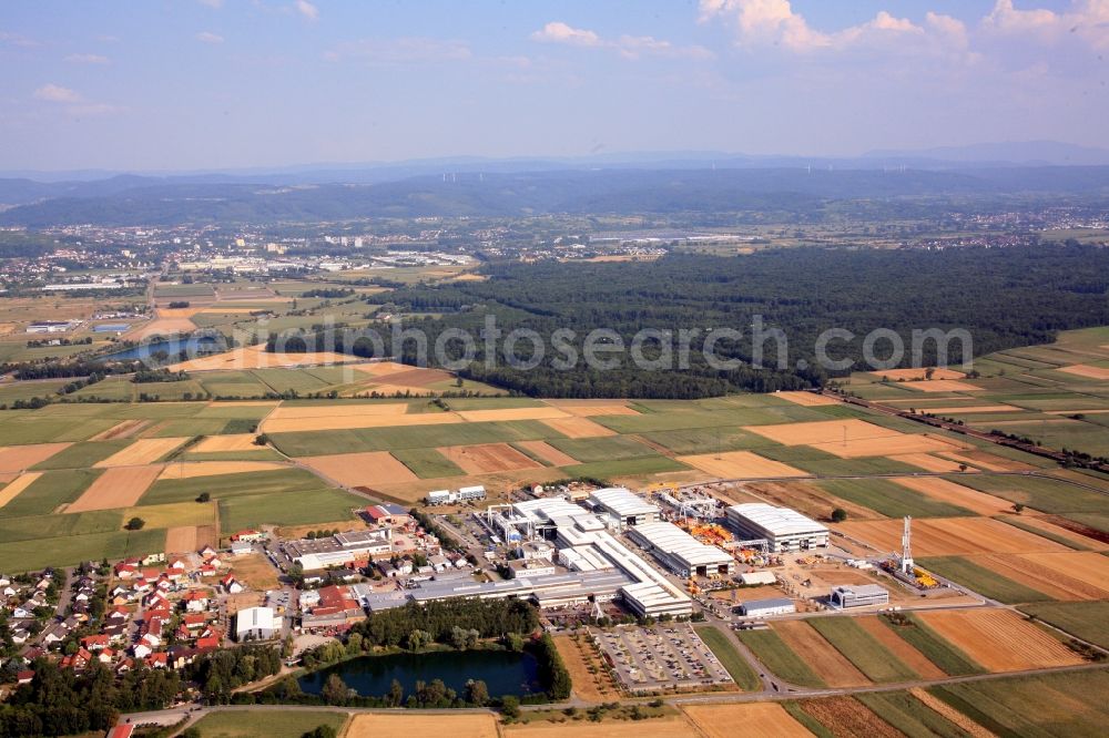 Schwanau from the bird's eye view: Company grounds and facilities of Herrenknecht AG in Schwanau in the state Baden-Wuerttemberg, Germany