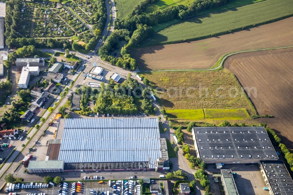 Aerial image Bochum - Company grounds and facilities of HKL BAUMASCHINEN GmbH and of PSS Marketing GmbH on Burgstrasse in Bochum in the state North Rhine-Westphalia, Germany