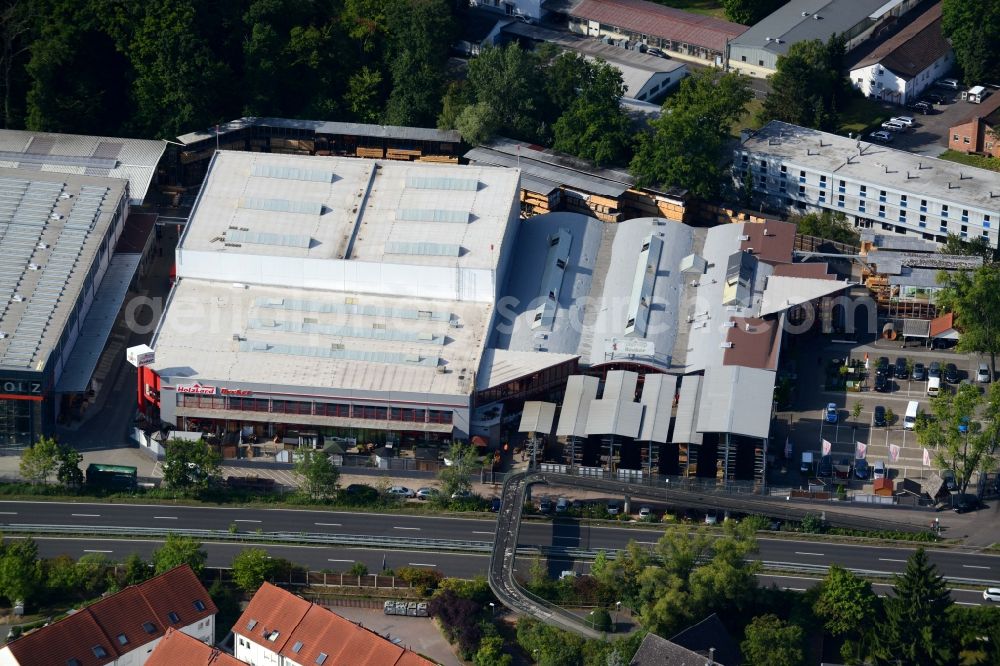 Aerial photograph Obertshausen - Company grounds and facilities of the woods dealer and store Holzland Becker in Obertshausen in the state of Hesse