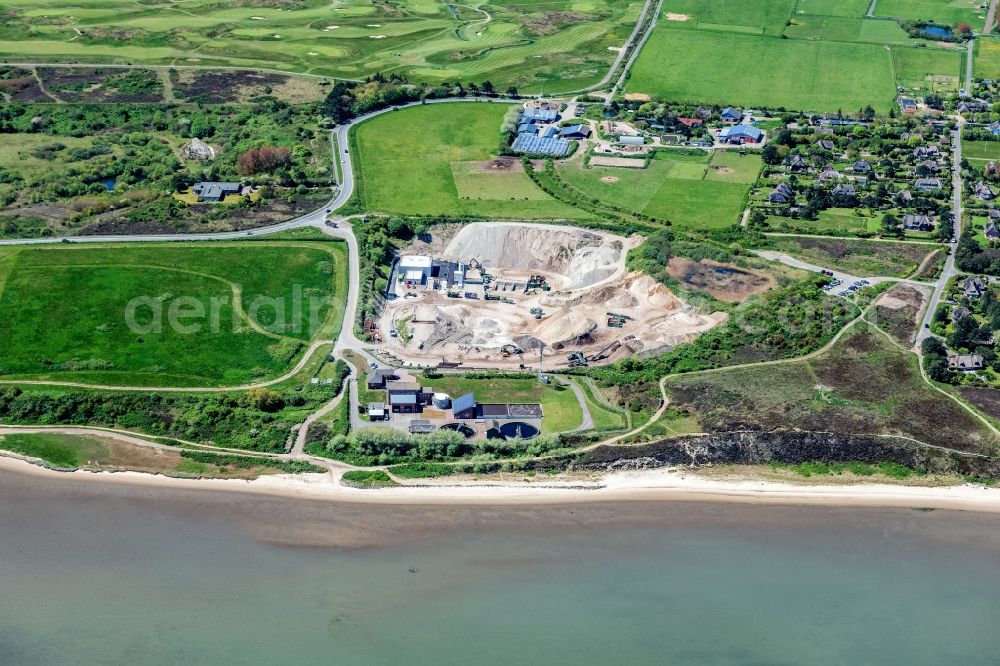 Aerial image Wenningstedt-Braderup (Sylt) - Company grounds and facilities of Jacobsen Strassen- and Tiefbau GmbH in Wenningstedt-Braderup (Sylt) at the island Sylt in the state Schleswig-Holstein, Germany