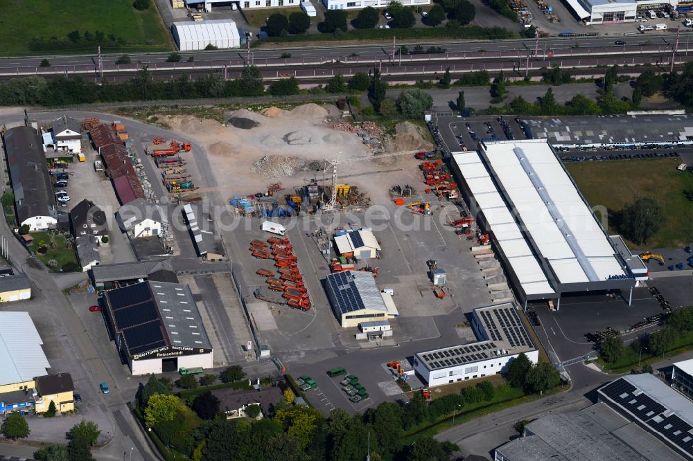 Baden-Baden from above - Company grounds and facilities of Josef Schnell Holding GmbH on Blochmatt in Baden-Baden in the state Baden-Wurttemberg, Germany