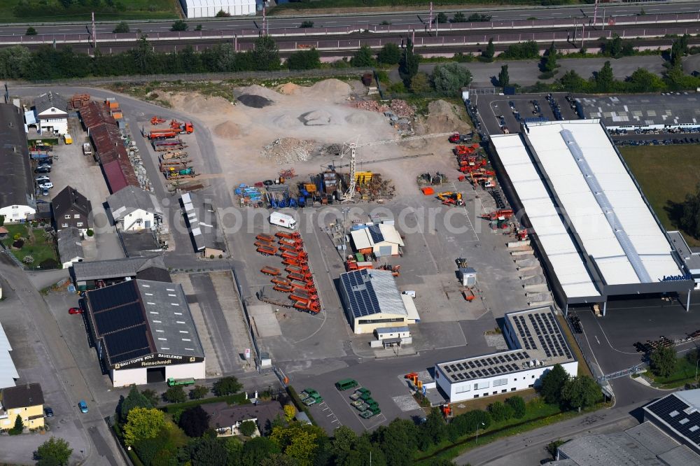 Baden-Baden from the bird's eye view: Company grounds and facilities of Josef Schnell Holding GmbH on Blochmatt in Baden-Baden in the state Baden-Wurttemberg, Germany