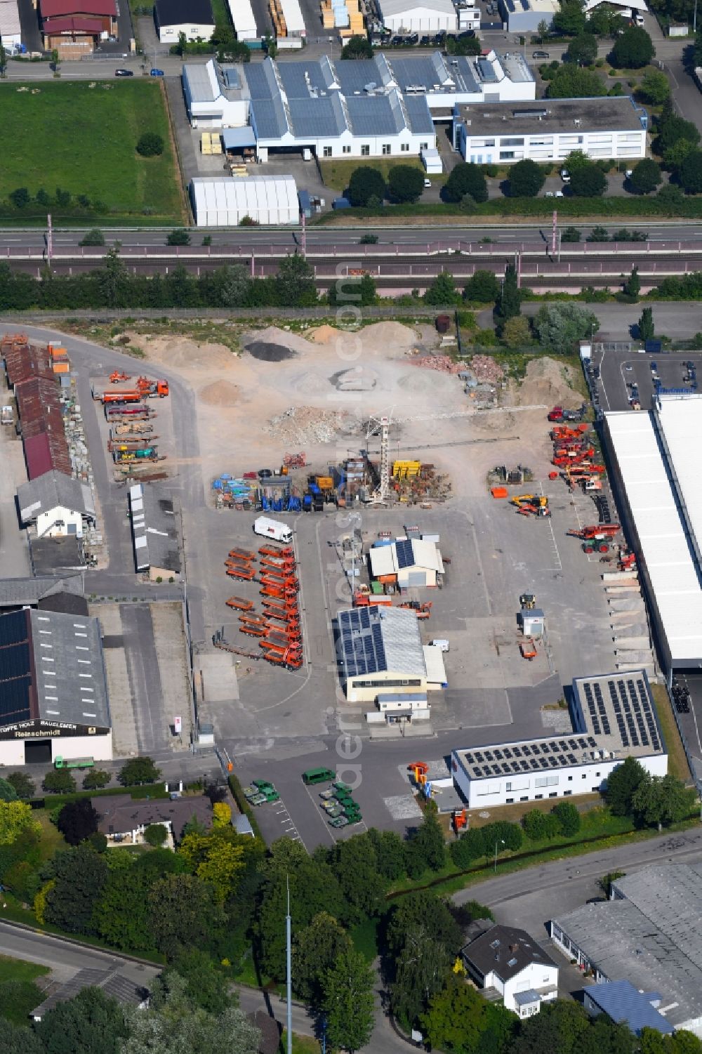 Aerial image Baden-Baden - Company grounds and facilities of Josef Schnell Holding GmbH on Blochmatt in Baden-Baden in the state Baden-Wurttemberg, Germany