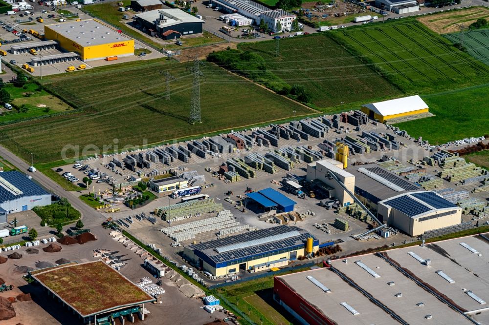 Aerial image Herbolzheim - Company grounds and facilities of Kann GmbH Baustoffwerke in Herbolzheim in the state Baden-Wurttemberg, Germany