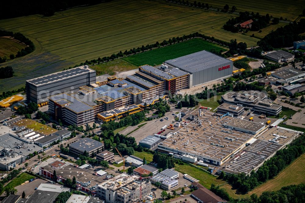 Pforzheim from above - Company grounds and facilities of Klingel Logistik in Pforzheim in the state Baden-Wurttemberg, Germany