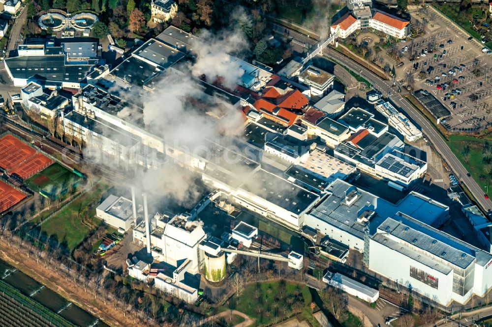 Oberkirch from the bird's eye view: Company grounds and facilities of Fa. Kohler Pspiere in Oberkirch in the state Baden-Wurttemberg, Germany