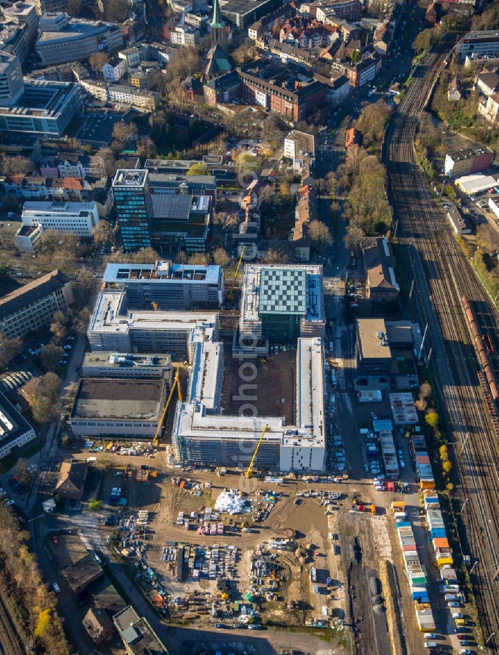 Bochum from the bird's eye view: Company grounds and facilities of KONE an der Wittener Strasse in Bochum in the state North Rhine-Westphalia