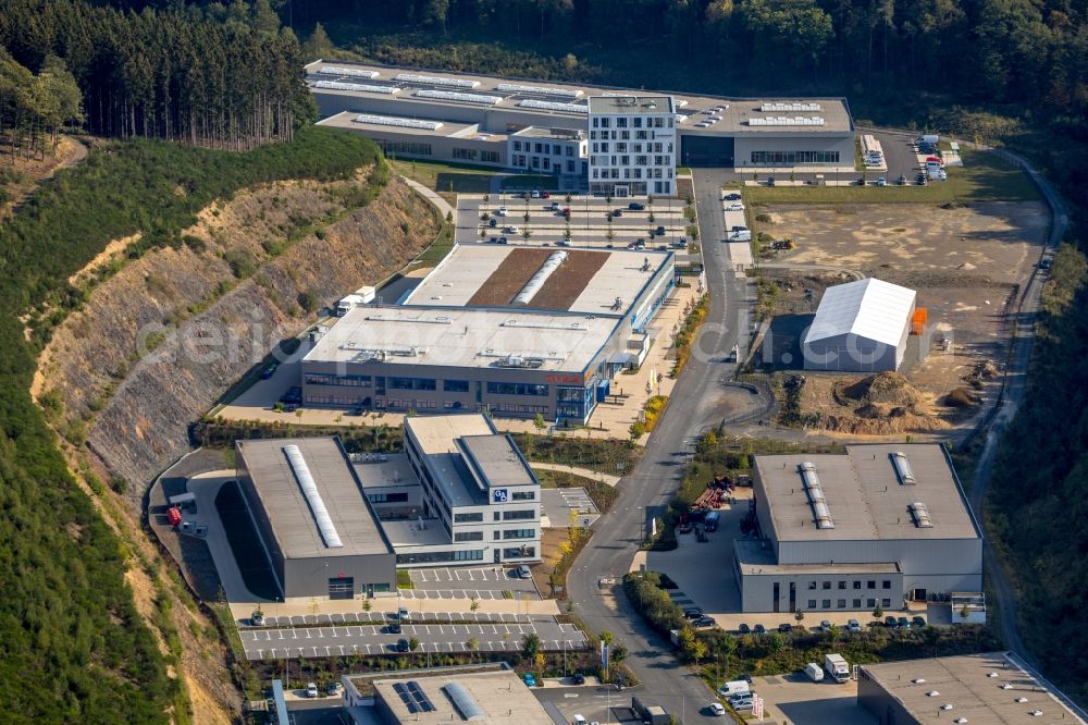 Siegen from above - Company grounds and facilities of KUKA Aktiengesellschaft Obere Leimbach in Siegen in the state North Rhine-Westphalia, Germany