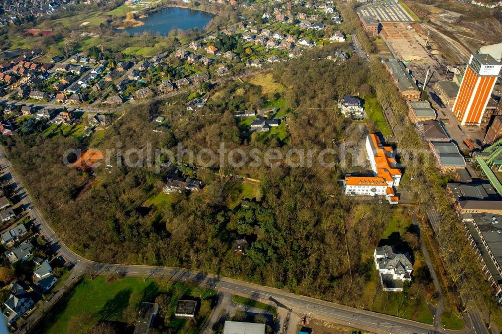 Kamp-Lintfort from above - Company grounds and facilities of Linksniederrheinische Entwaesserungs-Genossenschaft on Friedrich-Heinrich-Allee in Kamp-Lintfort in the state North Rhine-Westphalia