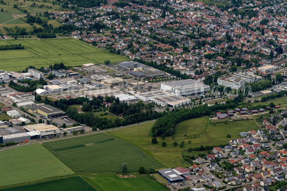 Aerial image Bodelshausen - Company grounds and facilities of Marc Cain GmbH in Bodelshausen in the state Baden-Wuerttemberg, Germany