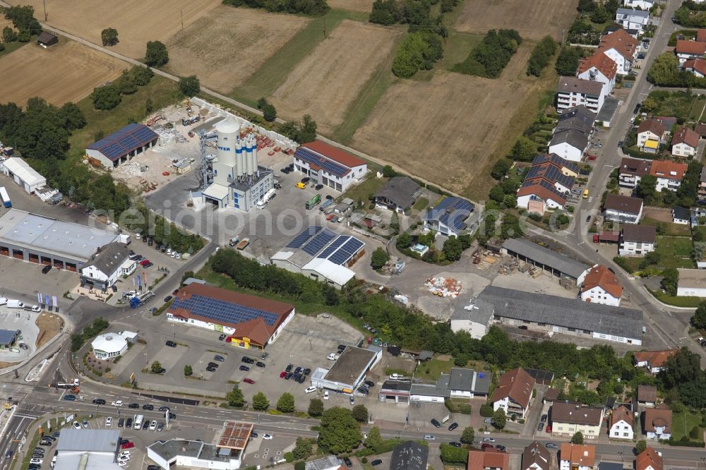 Östringen from the bird's eye view: Company grounds and facilities of W. Mayer Baugesellschaft mbH in Oestringen in the state Baden-Wuerttemberg, Germany