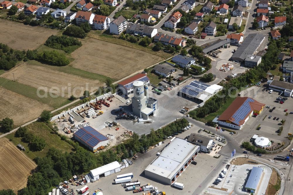 Aerial image Östringen - Company grounds and facilities of W. Mayer Baugesellschaft mbH in Oestringen in the state Baden-Wuerttemberg, Germany