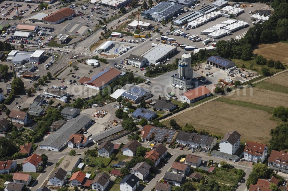 Östringen from the bird's eye view: Company grounds and facilities of W. Mayer Baugesellschaft mbH in Oestringen in the state Baden-Wuerttemberg, Germany