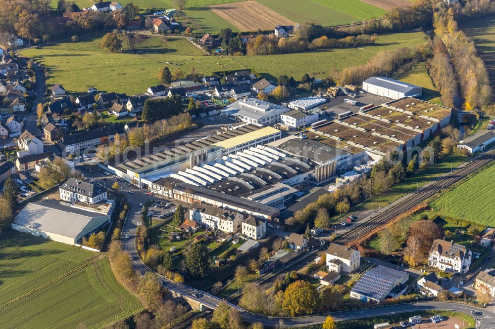 Menden (Sauerland) from the bird's eye view: Company grounds and facilities of OBO Bettermann in Menden (Sauerland) at Sauerland in the state North Rhine-Westphalia, Germany