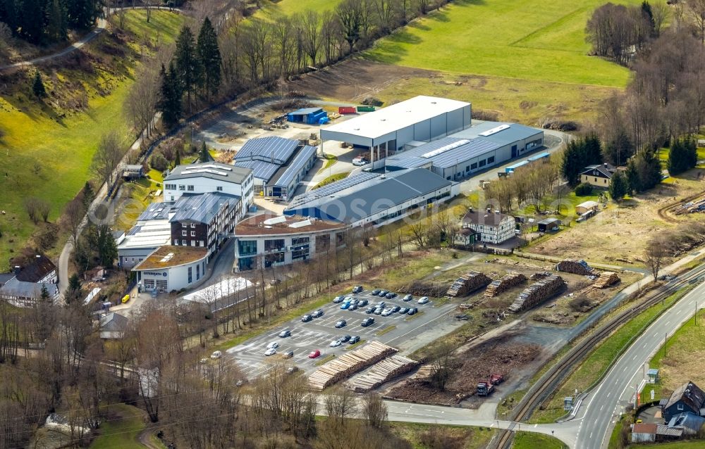 Bermershausen from the bird's eye view: Company grounds and facilities of Osterrath GmbH & Co. KG in Bermershausen on Siegerland in the state North Rhine-Westphalia, Germany