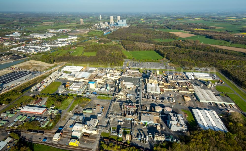 Hamm from above - Company grounds and facilities of Du Pont de Nemours (Deutschland) GmbH in Hamm in the state North Rhine-Westphalia