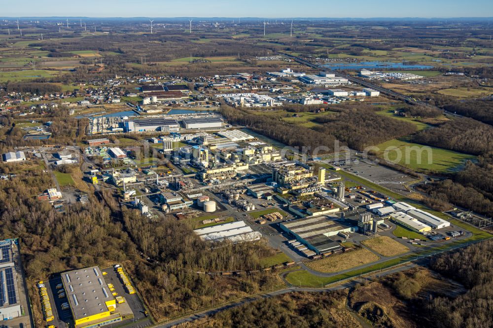 Aerial image Hamm - Company grounds and facilities of Du Pont de Nemours (Deutschland) GmbH in Hamm in the state North Rhine-Westphalia
