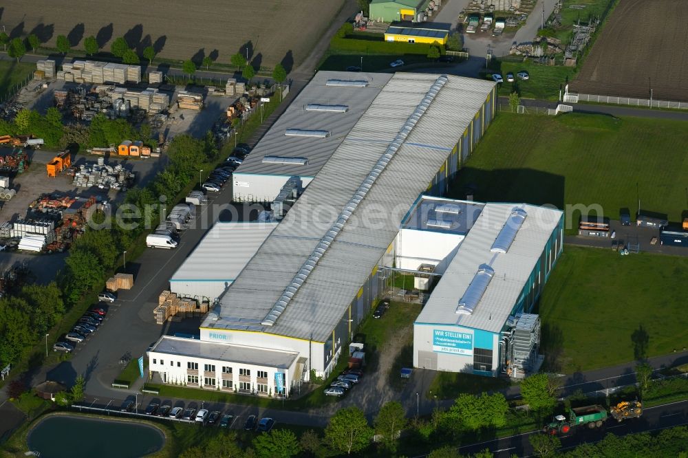 Aerial image Osterburg (Altmark) - Company grounds and facilities of PRIORIT AG Am Schaugraben in Osterburg (Altmark) in the state Saxony-Anhalt, Germany