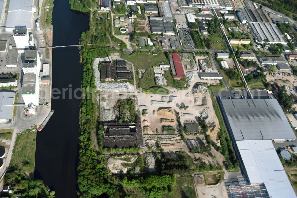 Aerial image Fürstenwalde/Spree - Industrial and commercial area of R F L Reifen-Felgen-Logistik Speditions- und Lager GmbH on Traenkestrasse - Langewahler Strassein Fuerstenwalde/Spree in the state Brandenburg