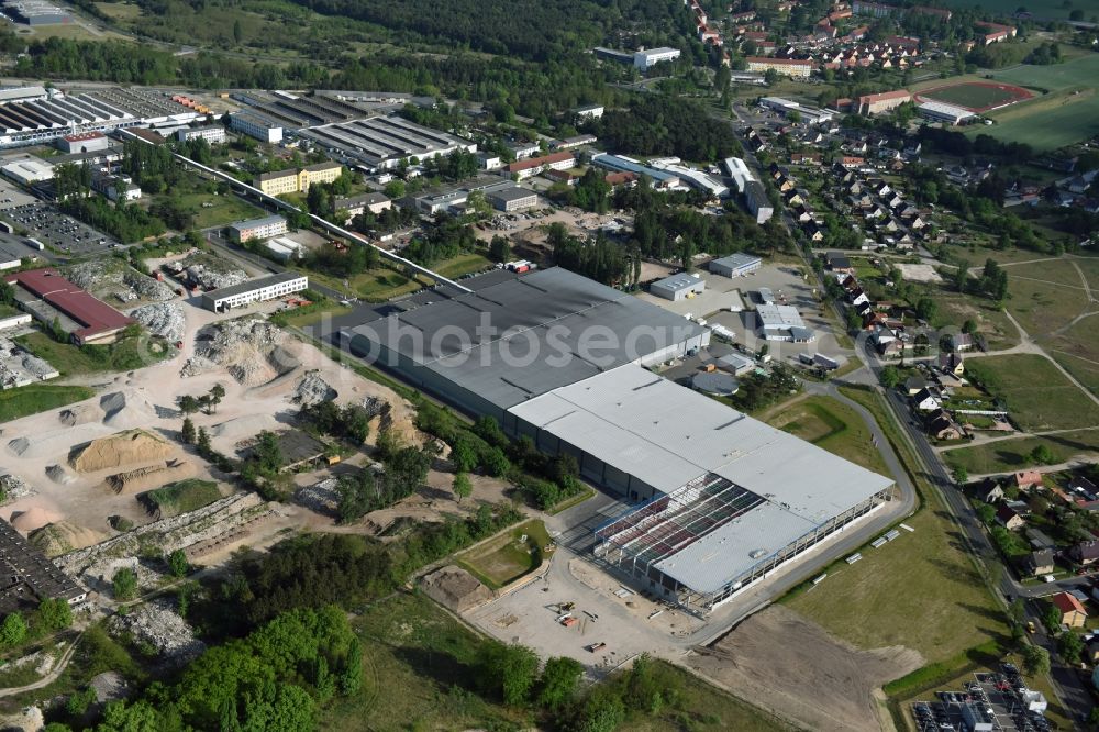 Aerial image Fürstenwalde/Spree - Industrial and commercial area of R F L Reifen-Felgen-Logistik Speditions- und Lager GmbH on Traenkestrasse - Langewahler Strassein Fuerstenwalde/Spree in the state Brandenburg