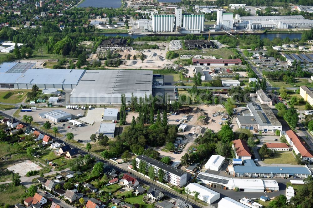 Aerial image Fürstenwalde/Spree - Industrial and commercial area of R F L Reifen-Felgen-Logistik Speditions- und Lager GmbH on Traenkestrasse - Langewahler Strassein Fuerstenwalde/Spree in the state Brandenburg