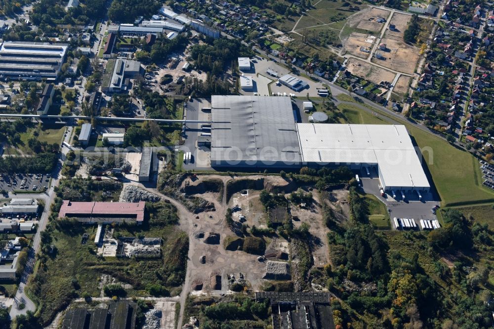 Aerial image Fürstenwalde/Spree - Industrial and commercial area of R F L Reifen-Felgen-Logistik Speditions- und Lager GmbH on Traenkestrasse - Langewahler Strassein Fuerstenwalde/Spree in the state Brandenburg