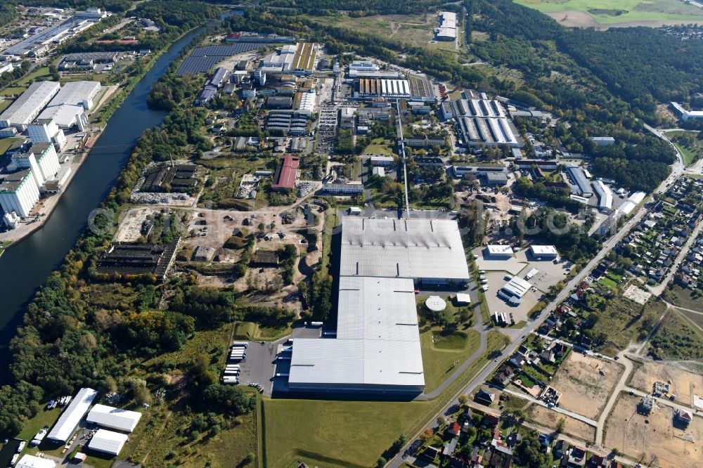 Fürstenwalde/Spree from above - Industrial and commercial area of R F L Reifen-Felgen-Logistik Speditions- und Lager GmbH on Traenkestrasse - Langewahler Strassein Fuerstenwalde/Spree in the state Brandenburg