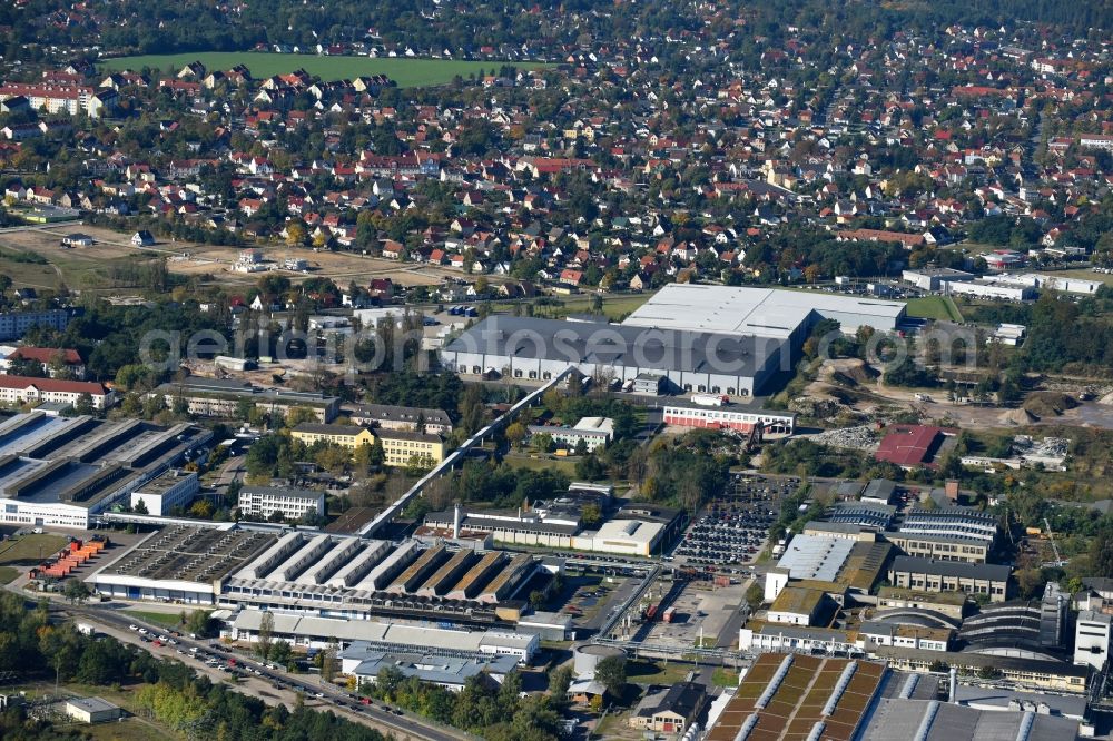 Aerial image Fürstenwalde/Spree - Industrial and commercial area of R F L Reifen-Felgen-Logistik Speditions- und Lager GmbH on Traenkestrasse - Langewahler Strassein Fuerstenwalde/Spree in the state Brandenburg