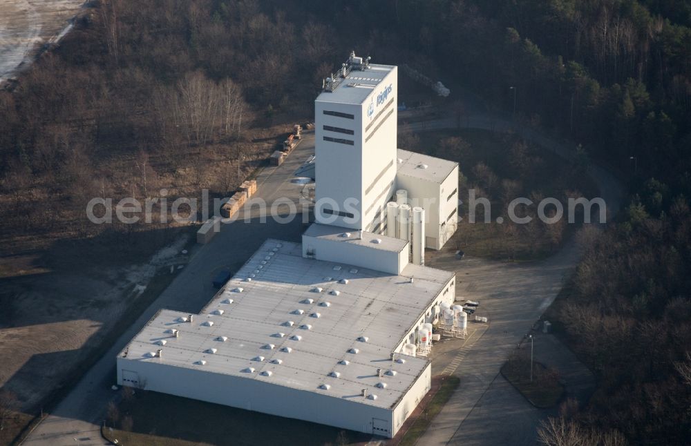 Aerial image Vetschau/Spreewald - Company grounds and facilities of Rigips in Vetschau/Spreewald in the state Brandenburg. The company belongs to the Group Saint Gobain