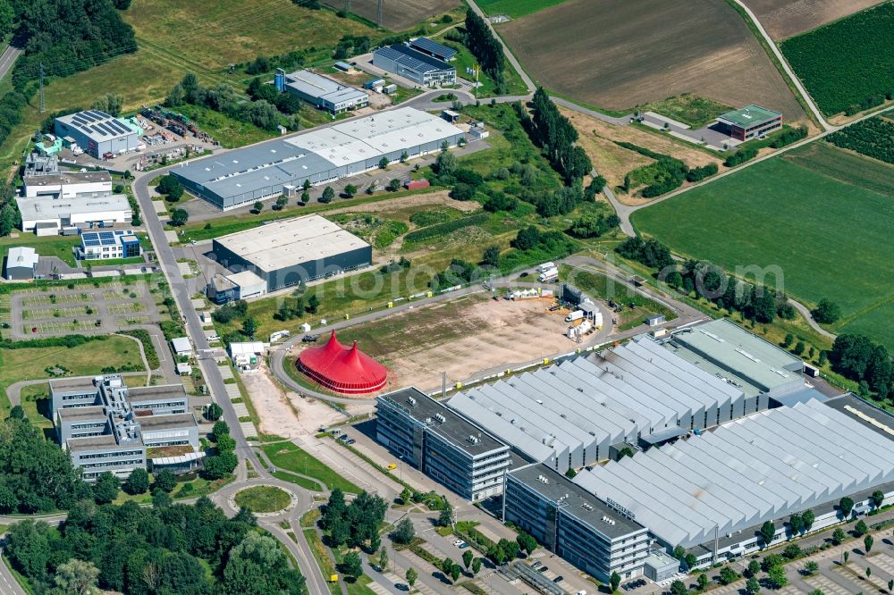 Bühl from above - Company grounds and facilities of Schaeffler Automotive Buehl GmbH & Co. KG in Buehl in the state Baden-Wuerttemberg, Germany