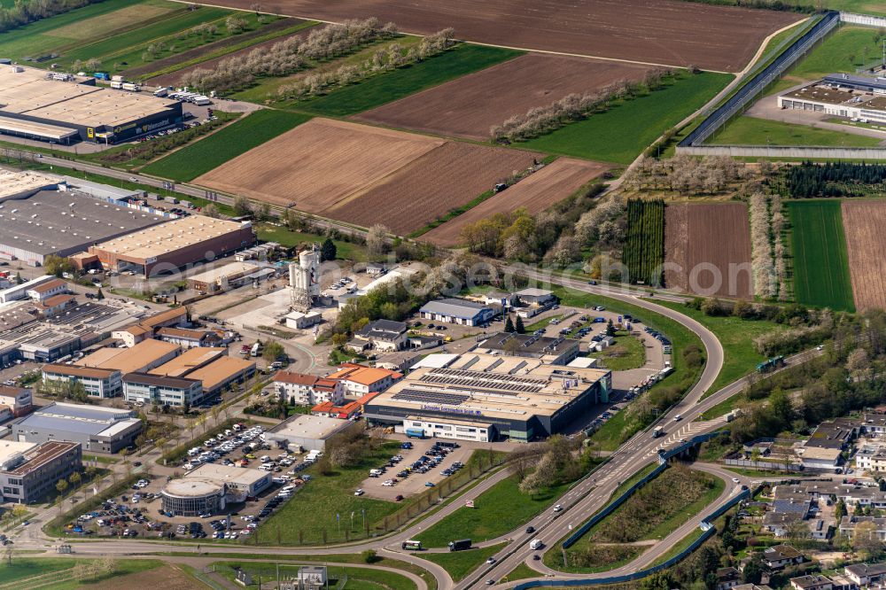 Offenburg from above - Company grounds and facilities of J. Schneider Elektrotechnik GmbH in Offenburg in the state Baden-Wuerttemberg, Germany