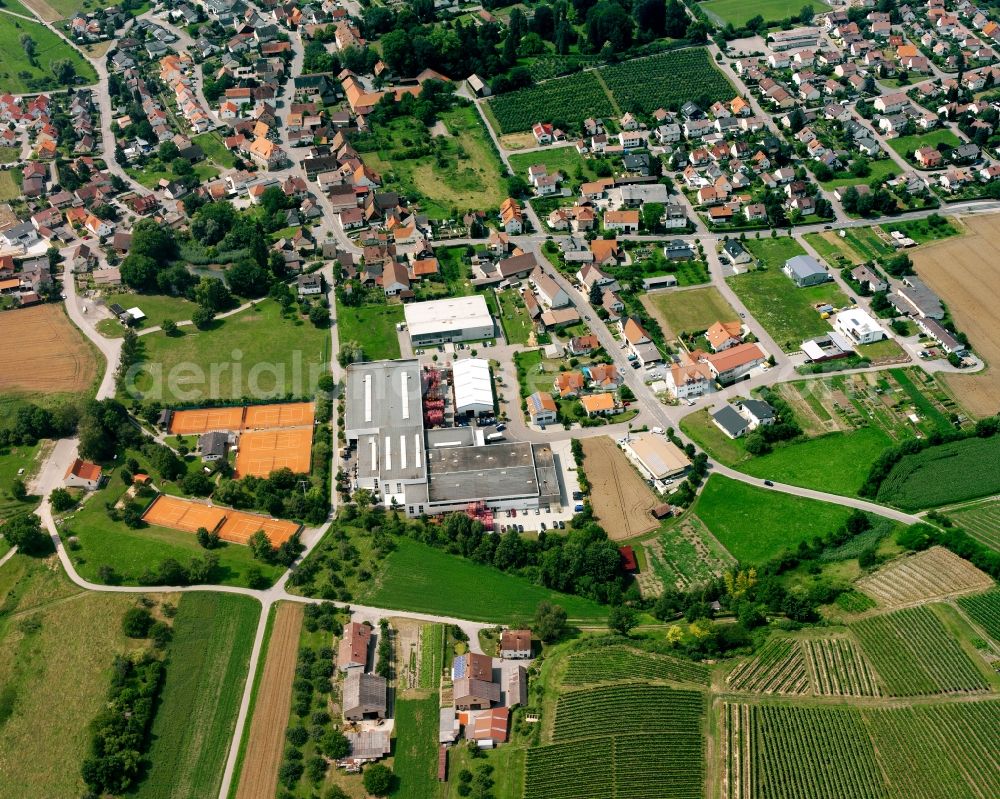 Aerial photograph Lehrensteinsfeld - Company grounds and facilities of Schweikert GmbH at the Heiligengaerten in Lehrensteinsfeld in the state Baden-Wuerttemberg, Germany