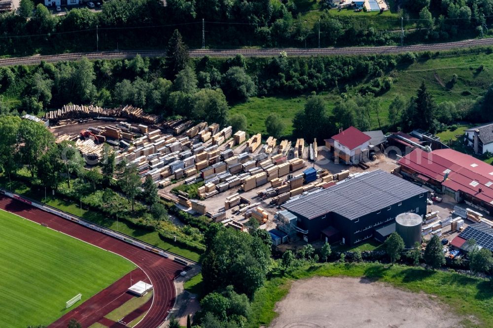 Titisee-Neustadt from the bird's eye view: Company grounds and facilities of Saegewerk Ketterer oHG in Titisee-Neustadt in the state Baden-Wuerttemberg, Germany