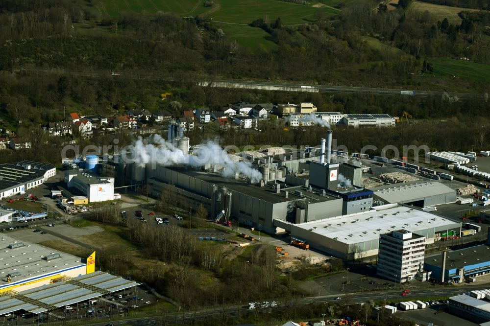 Aschaffenburg from the bird's eye view: Company premises of the DS Smith with halls, company administrations and production facilities in Aschaffenburg in the state Bavaria, Germany