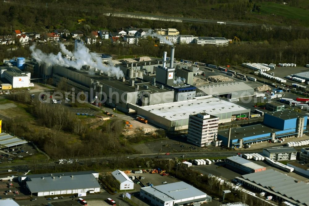 Aerial image Aschaffenburg - Company premises of the DS Smith with halls, company administrations and production facilities in Aschaffenburg in the state Bavaria, Germany