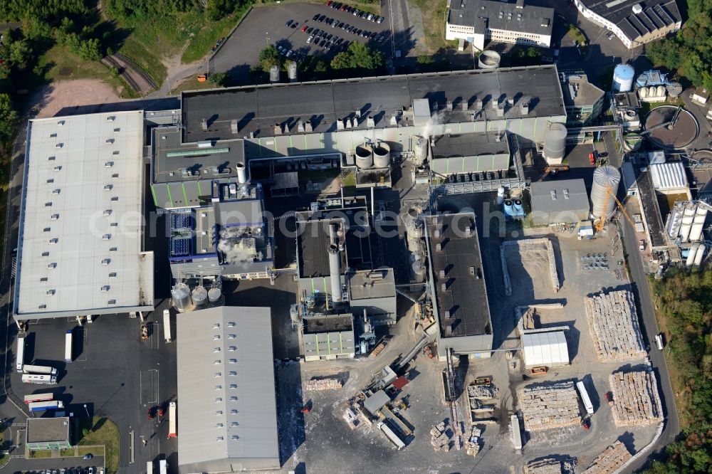 Aerial photograph Aschaffenburg - Company grounds and facilities of DS Smith Aschaffenburg Mill on Weichertstrasse in Aschaffenburg in the state Bavaria