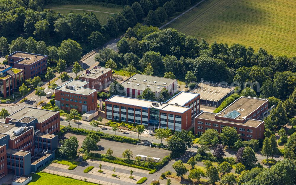 Dortmund from the bird's eye view: Company grounds and facilities of Sonova Retail Deutschland on street Otto-Hahn-Strasse in the district Barop in Dortmund at Ruhrgebiet in the state North Rhine-Westphalia, Germany