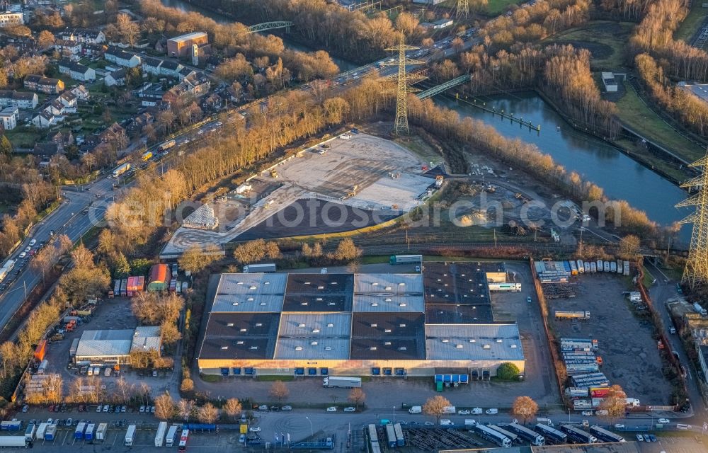 Aerial photograph Bottrop - Company grounds and facilities of Spedition Mickeleit GmbH & Co. KG in the district Ebel in Bottrop at Ruhrgebiet in the state North Rhine-Westphalia, Germany