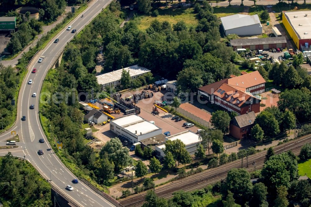 Aerial image Haltern am See - Premises of public utilities Haltern am See with warehouses and company buildings at the Recklinghaeuser Street in Haltern am See in the state of North Rhine-Westphalia