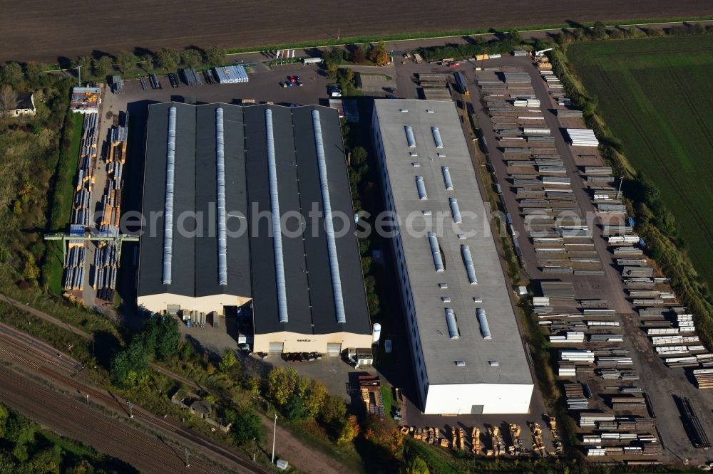 Aerial photograph Könnern - Premises of the steel profile manufacturer SOSTA Stainless GmbH at the Wind Rose in Koennern in Saxony-Anhalt