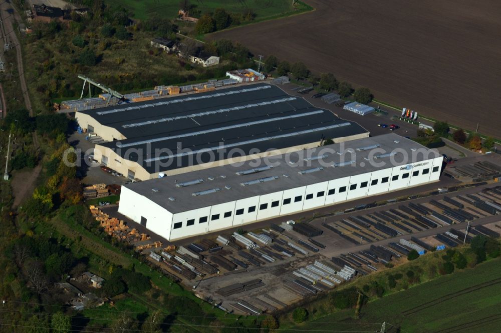 Aerial image Könnern - Premises of the steel profile manufacturer SOSTA Stainless GmbH at the Wind Rose in Koennern in Saxony-Anhalt