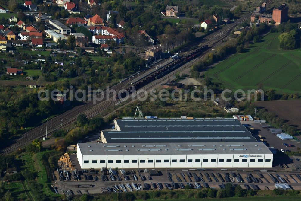 Aerial photograph Könnern - Premises of the steel profile manufacturer SOSTA Stainless GmbH at the Wind Rose in Koennern in Saxony-Anhalt