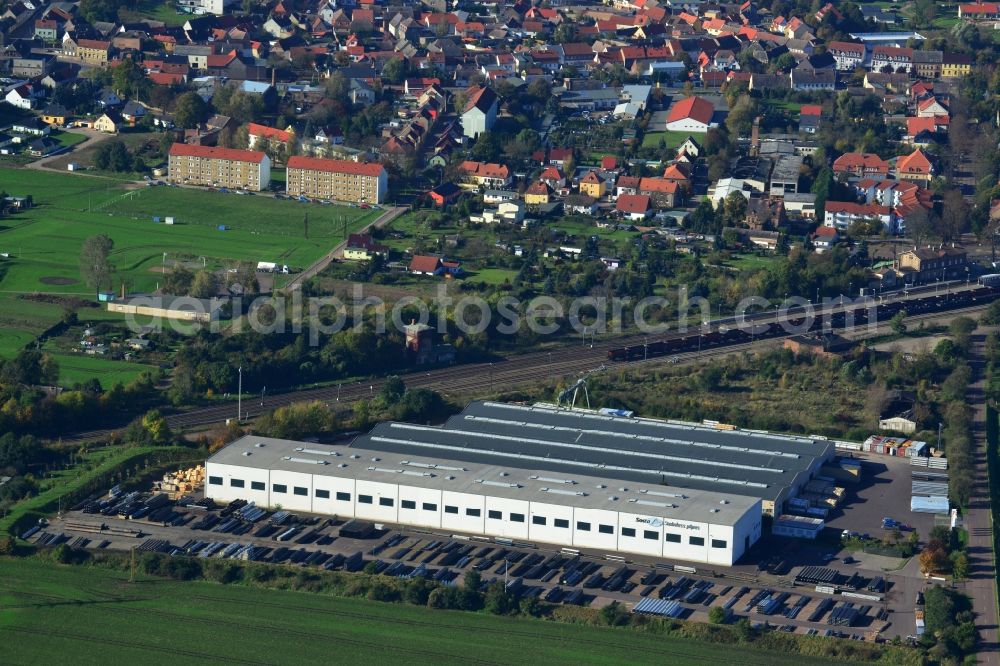 Aerial image Könnern - Premises of the steel profile manufacturer SOSTA Stainless GmbH at the Wind Rose in Koennern in Saxony-Anhalt