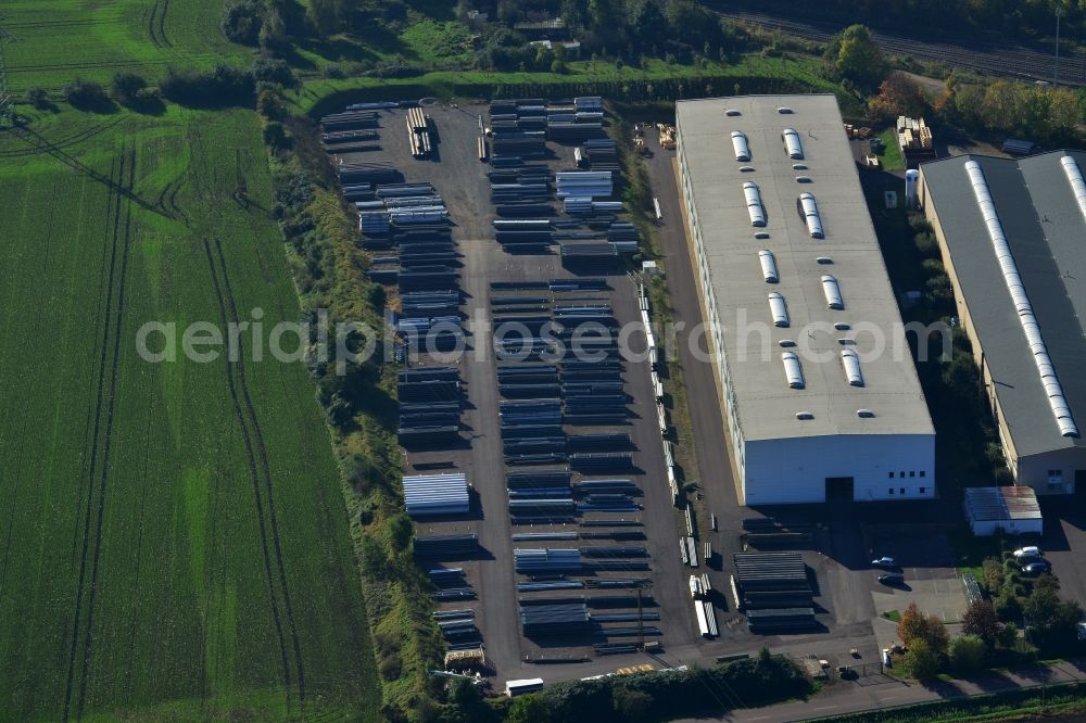 Aerial image Könnern - Premises of the steel profile manufacturer SOSTA Stainless GmbH at the Wind Rose in Koennern in Saxony-Anhalt