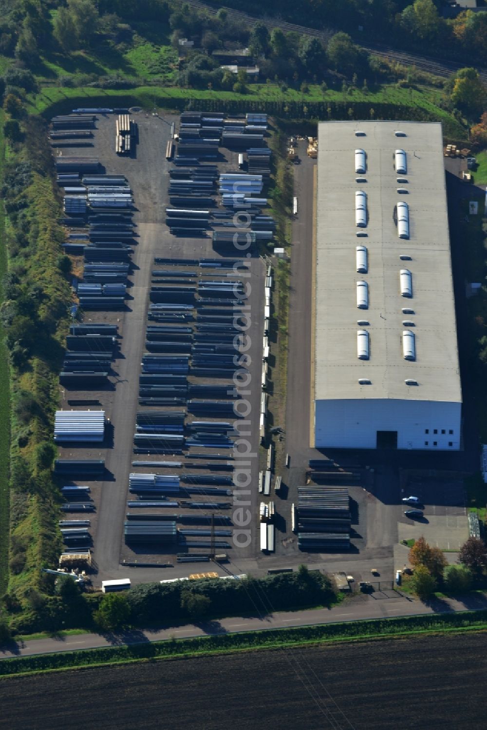 Aerial photograph Könnern - Premises of the steel profile manufacturer SOSTA Stainless GmbH at the Wind Rose in Koennern in Saxony-Anhalt