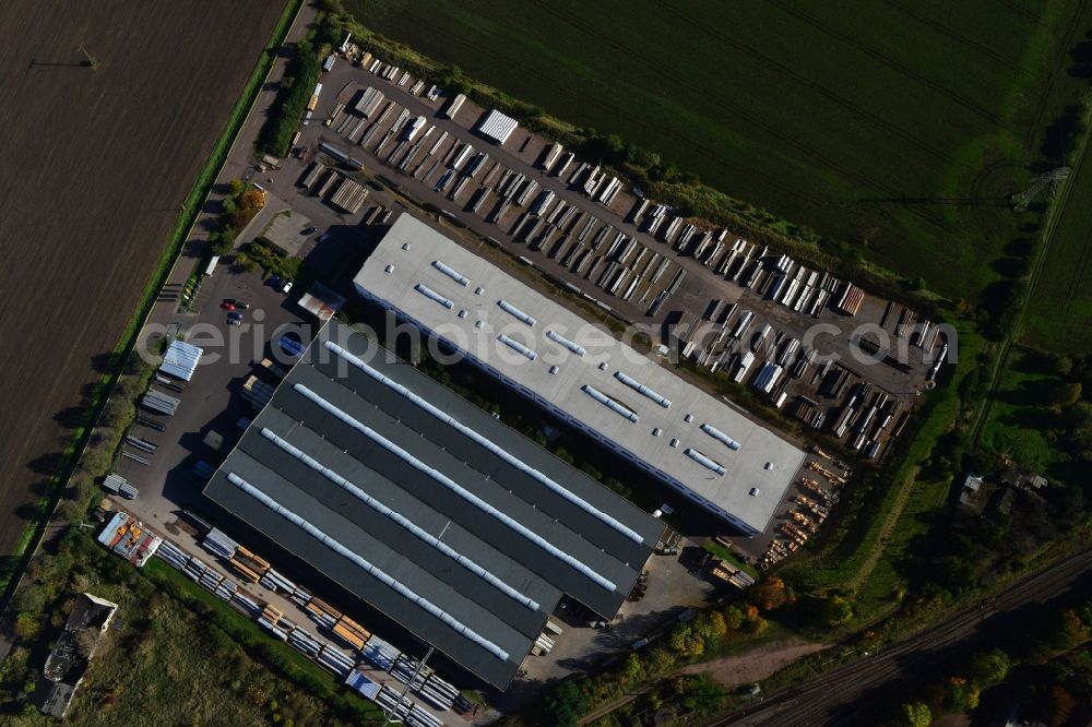 Aerial image Könnern - Premises of the steel profile manufacturer SOSTA Stainless GmbH at the Wind Rose in Koennern in Saxony-Anhalt